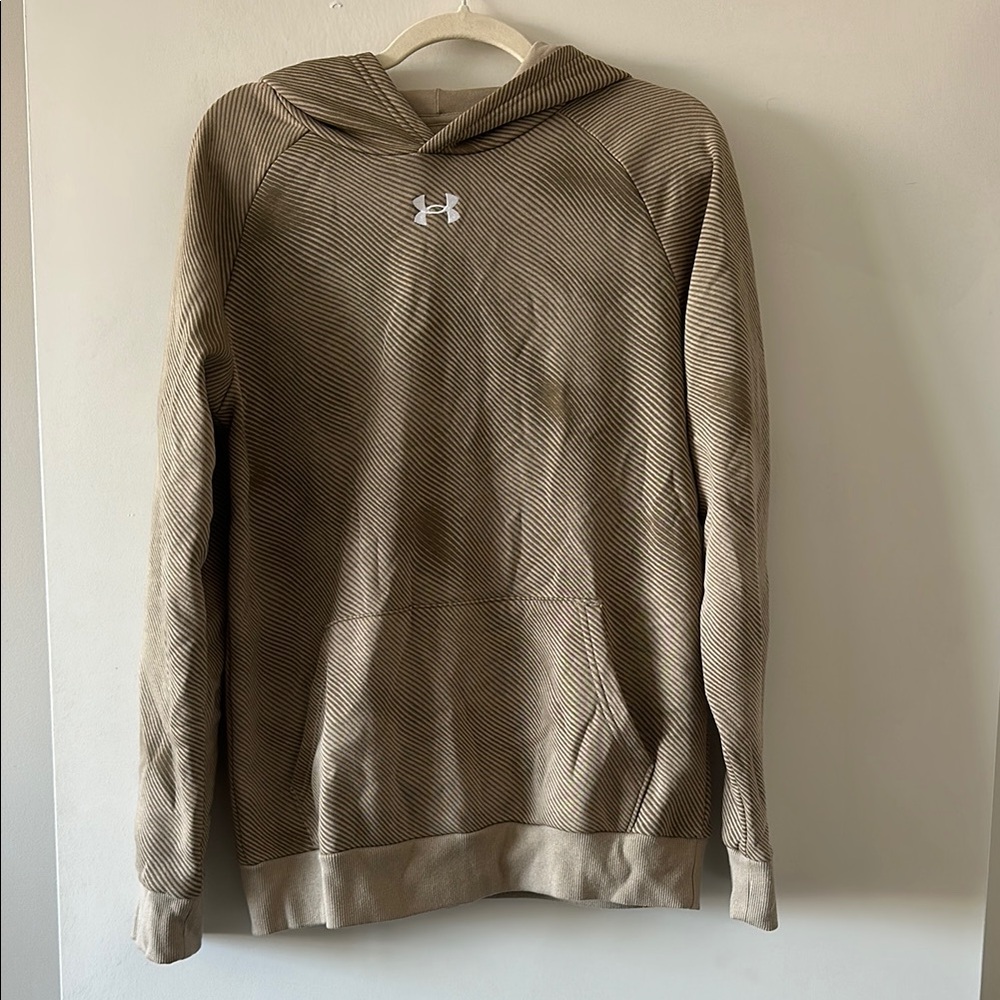 Under Armour Tan striped Crew Neck Sweater Soft Comfortable Versatile